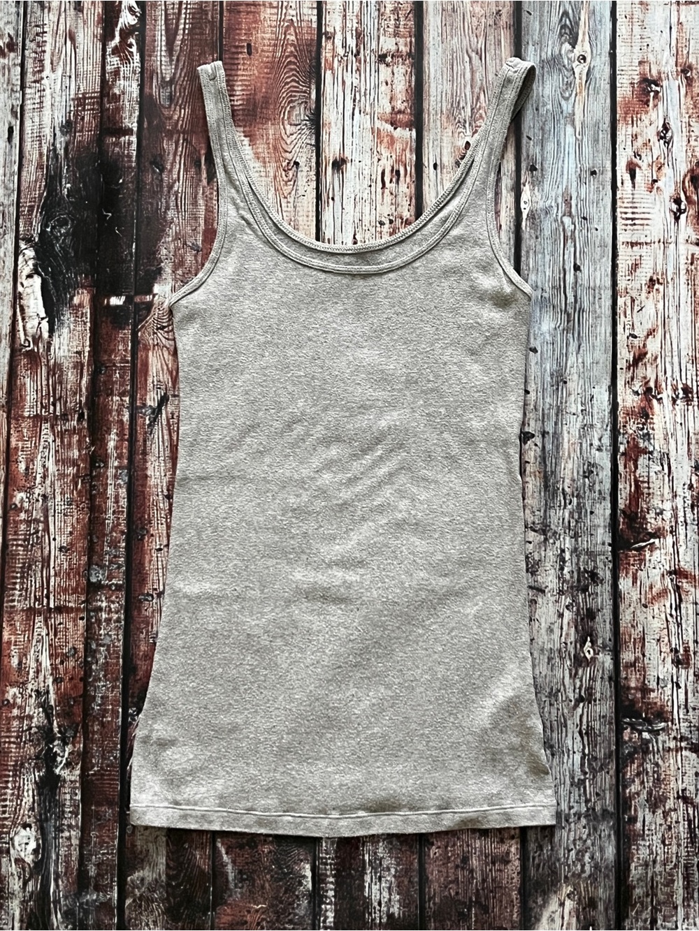 Old Navy Fitted Basic Heather Gray Tank Top